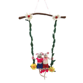 Couple Mice on the Swing FH-130 - Click Image to Close